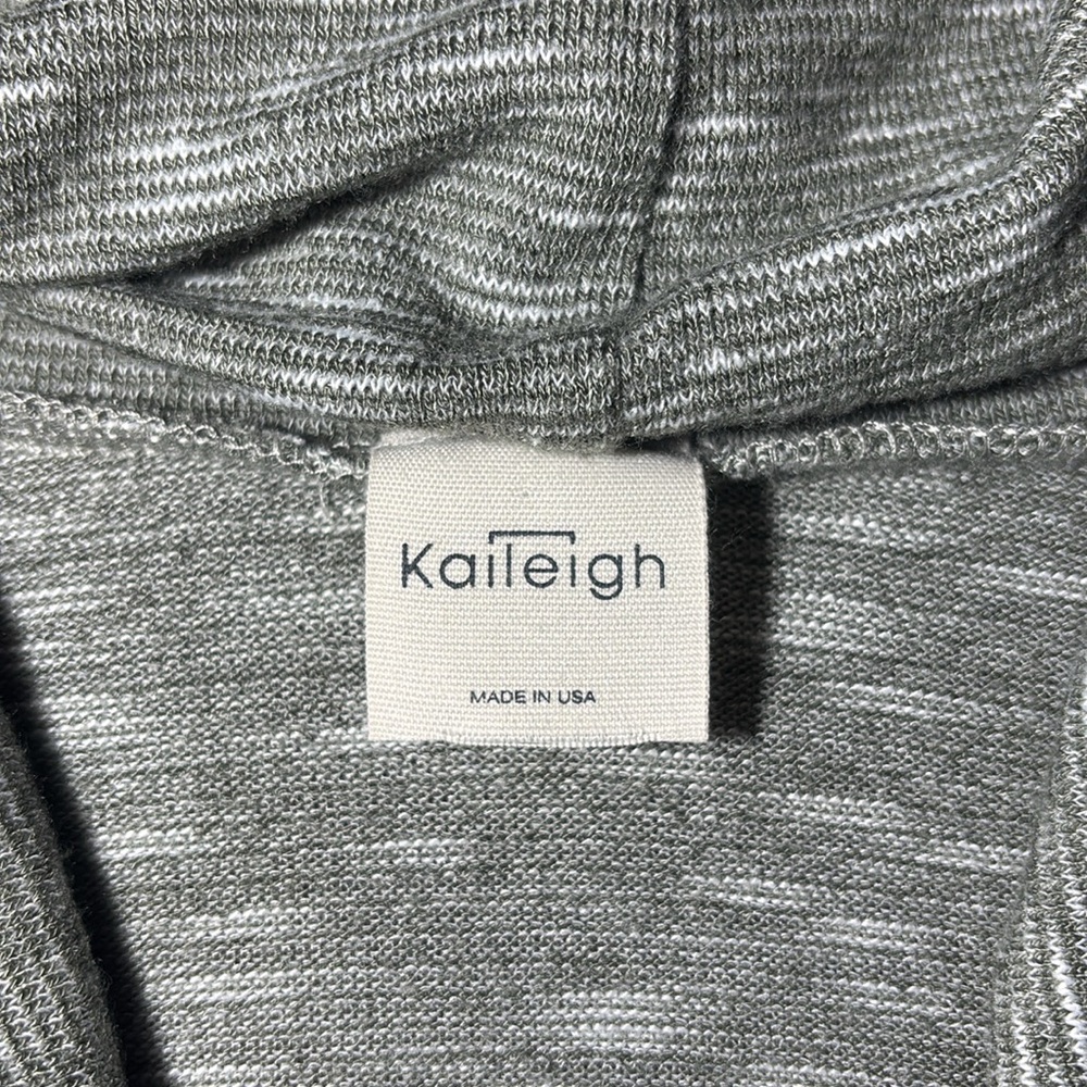 Kaileigh Light Green Gray Cowl Neck relaxed fit tunic loose fit 3/4 sleeve top - Picture 2 of 12